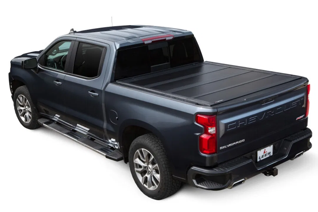 650342 – LEER Tonneau Cover, Hard Folding Low Profile 3 Folds/ 4 Panels Front Hinge Allows Entire Tonneau to Flip Up ...